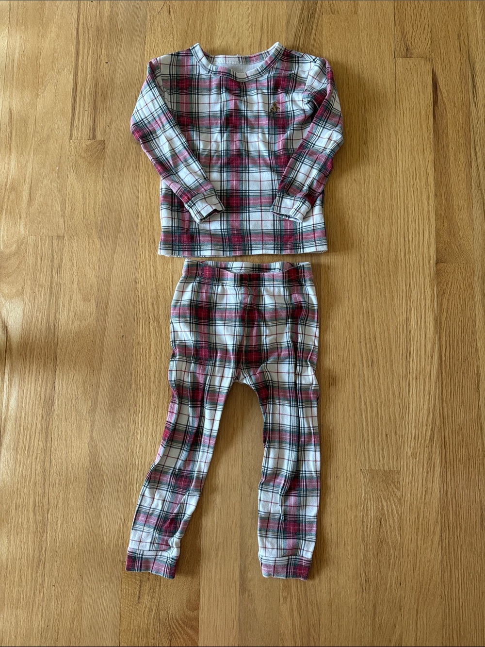 GAP Plaid Long-Sleeve Kids Pajama Set - White & Red